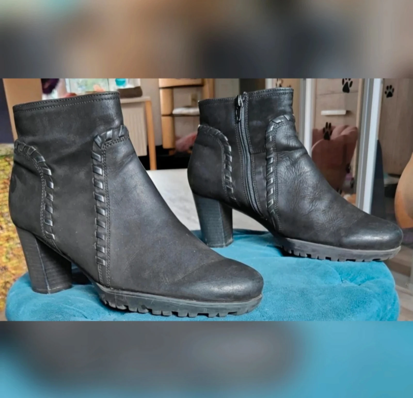Comfortabele zwarte leren Gabor Comfort enkellaarsjes maat 39.5 – photo 4